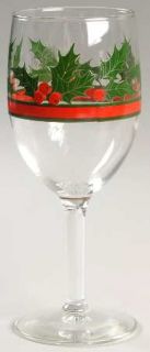 Libbey   Rock Sharpe Holly & Berries Wine Glass   Green Holly & Red Berries