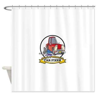  WORLDS GREATEST CAR FIXER CARTOON Shower Curtain  Use code FREECART at Checkout