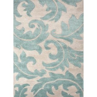 Hand tufted Transitional Floral Wool/ Silk Rug (96 X 136)