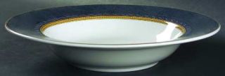 Mikasa Florentine Blue Large Rim Soup Bowl, Fine China Dinnerware   Blue Rim,Lea