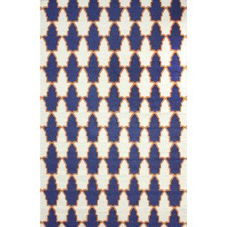 Nuloom Flatweave Modern Trellis Navy Blue Wool Rug (5 X 8)