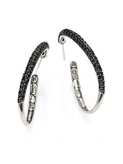 John Hardy Pave Black Sapphire & Sterling Silver Arc Earrings/2   Black Silver