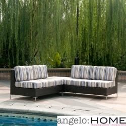 Angelohome Napa Springs Newport Stripe 3 Piece Indoor/outdoor Wicker Furniture Set