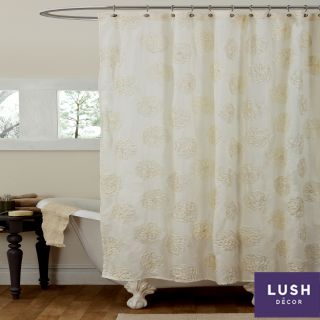 Lush Decor Samantha Ivory Shower Curtain (IvoryMaterials PolyesterDimensions 72 inches wide x 72 inches longCare instructions Dry cleanThe digital images we display have the most accurate color possible. However, due to differences in computer monitors