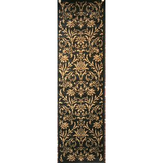 Damask Black Rug (23 X 77) (PolypropyleneConstruction Method Machine MadePile Height 0.5 in.Style TransitionalPrimary color BlackSecondary colors BrownPattern OrientalTip We recommend the use of a non skid pad to keep the rug in place on smooth sur