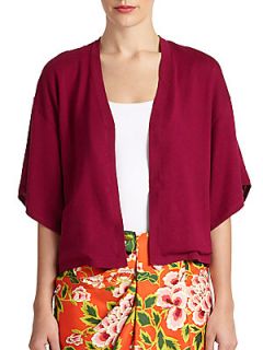 Baya Silk/Cotton Kimono Sweater   Red