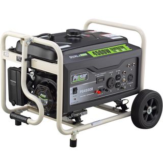 Pulsar Products 4,500 wwatt Dual fuel Portable Generator (Black, whiteStyle Gasoline; liquid propaneSafety Do not use indoorsOutput 4500 wattsEPA/CARB approved EPA ApprovedWatts 4500 watts peak/3150 watts ratedPackage contents Generator, 12 volts c