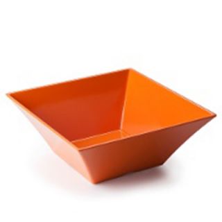 Tablecraft Angled Square Bowl, 10x3.5 in, Melamine, White/Orange