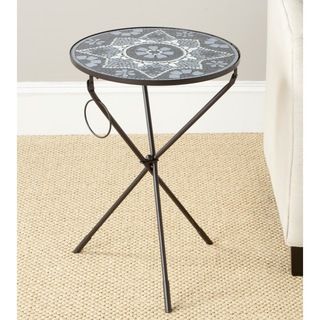 Safavieh Solinus Grey/ White Glass Side Table (Grey/ whiteMaterials Iron, glass and woodDimensions 23 inches high x 15.7 inches wide x 15.7 inches deepThis product will ship to you in 1 box.Furniture arrives fully assembled )