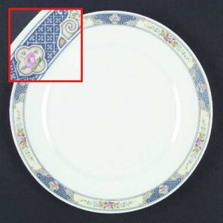 Bohemia Ceramic 2164 Dinner Plate, Fine China Dinnerware   Flowers On Cream, Blu
