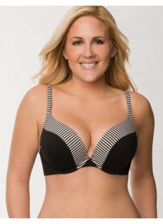 Lane Bryant Plus Size Cotton boost plunge bra     Womens Size 44DD, Black &