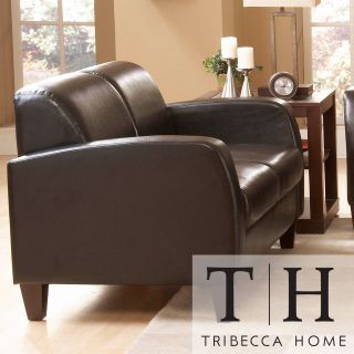 Tribecca Home Clove Brown Faux Leather Contemporary Loveseat