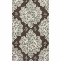 Nuloom Handmade Indoor / Outdoor Damask Brown Rug (5 X 8) (Grey, IvoryPattern OrientalTip We recommend the use of a non skid pad to keep the rug in place on smooth surfaces.All rug sizes are approximate. Due to the difference of monitor colors, some rug