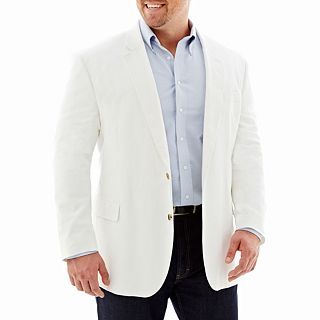 Stafford Linen Cotton Sport Coat Big & Tall, White, Mens