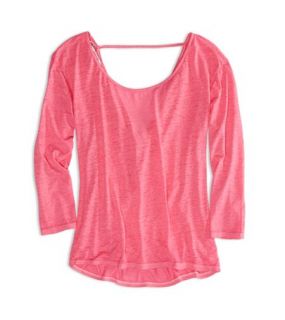 Electric Neon Pink AEO Factory U Back Shirt, Womens M