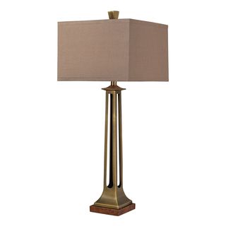 1 light Antique Brass/ Burled Wood Table Lamp