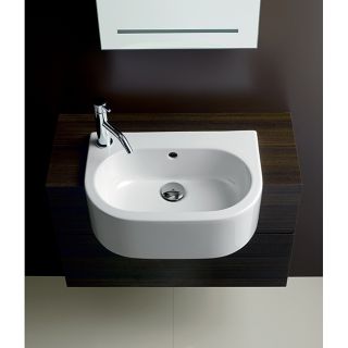 Bissonnet Form Semi recessed Bathroom Ceramic Sink (WhiteInterior/Exterior InteriorDimensions 18.1 inches long x 12.6 inches wide x 6.3 inches highFaucet settings Two embedded prepared to drill faucet holeType Semi recessedMaterial Vitreous chinaHole
