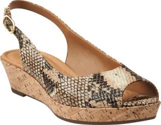 Womens Clarks Orlena Currant   Beige Synthetic Snake Sandals