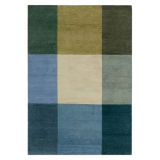 Hand knotted Geometric Light Turquoise Wool Rug (46 X 66)