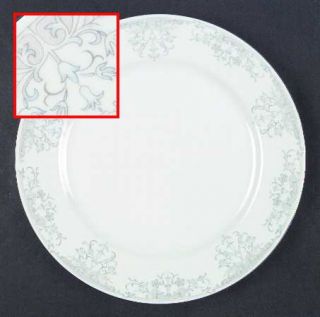 Wentworth Janice Dinner Plate, Fine China Dinnerware   Blue Flowers,Tan/Gray Ins