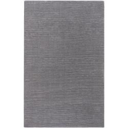 Hand crafted Solid Grey Casual Ridges Wool Rug (5 X 8)