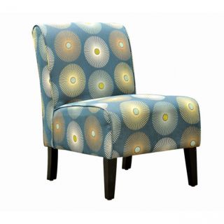 Armless Espresso Finish Linen Fabric Accent Chair