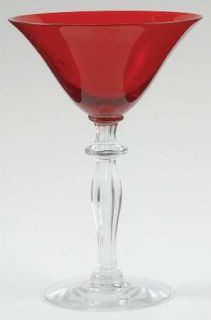 Morgantown Monroe Red Champagne/Tall Sherbet   Stem #7690,Red Bowl,Clear Stem