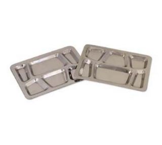 Browne Foodservice Mess Tray, 6 Compartment, 12 x 16 in, Stainless Steel, Mirror Finish