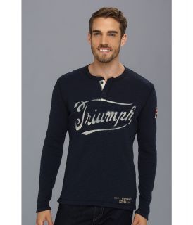 Lucky Brand Triumph Graphic Henley Mens Long Sleeve Pullover (Navy)