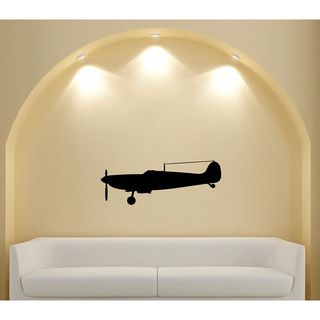 Airplane Silhouette Vinyl Sticker Wall Decal (Glossy blackTheme Vintage aircraft Materials VinylIncludes One (1) wall decalEasy to apply; comes with instructions Sheet dimensions 25 inches wide x 35 inches longAll measurements are approximate. )