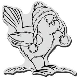 Stampendous Christmas Cling Rubber Stamp  Bird Knit Hat
