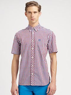 Fred Perry Gingham Sportshirt   Prince Blue