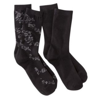 Merona Womens 2 Pack Rayon Crew Socks   Black One Size Fits Most
