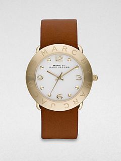 Marc by Marc Jacobs Goldtone Stainless Steel & Leather Watch   Brown Gold