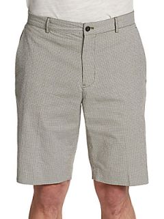 Mini Gingham Stretch Cotton Shorts   Military