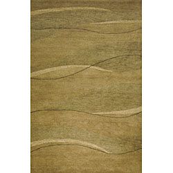 Hand tufted Waves Green Wool Rug (8 X 11) (GreenPattern GeometricMeasures 0.5 inch thickTip We recommend the use of a non skid pad to keep the rug in place on smooth surfaces.All rug sizes are approximate. Due to the difference of monitor colors, some r