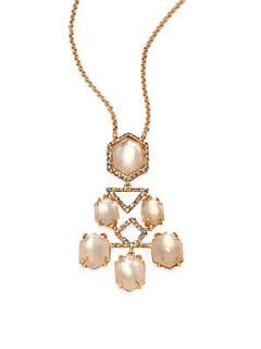 Alexis Bittar Mother of Pearl Doublet & Crystal Chandelier Pendant Necklace   Go