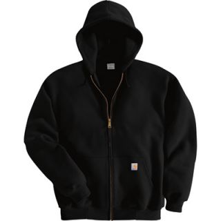 Carhartt Hooded Zip Front Sweatshirt   Black, 3XL, Tall Style, Model# K122