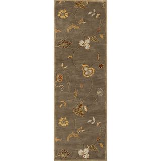 Hand tufted Transitional Floral Pattern Brown Rug (26 X 8)