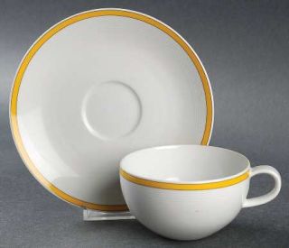 Studio Nova Cafe Classics Yellow Flat Cup & Saucer Set, Fine China Dinnerware  