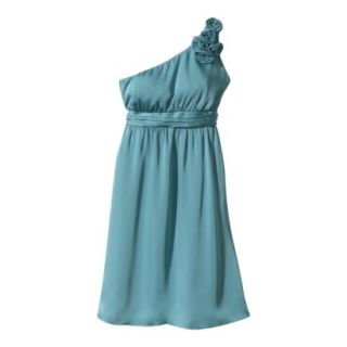 TEVOLIO Womens Plus Size Satin One Shoulder Rosette Dress   Blue Ocean   24W