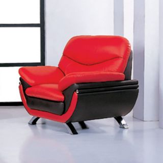 Beverly Hills Furniture Inc Jonus Leather Club Chair   Red/Black   JONUS R/B