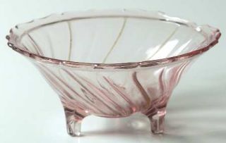 Jeannette Swirl Pink Three Footed Open Candy Dish   Pink, Depresssion Glass