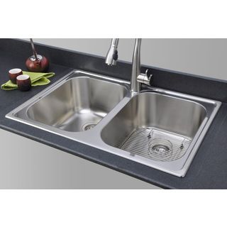 Wells 18 gauge Double Bowl Topmount Stainless Steel Kitchen Sink Package Glt3322 99lg 1