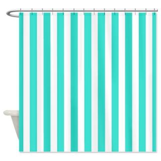  Turquoise Striped Shower Curtain