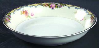 Noritake Oxford Coupe Soup Bowl, Fine China Dinnerware   Yellow Border, Blue Scr