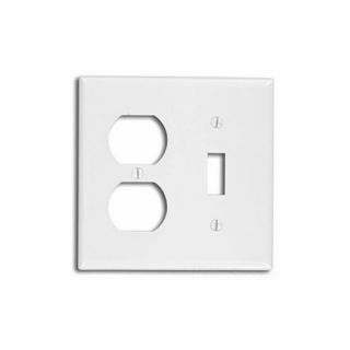 Leviton 78005 Electrical Wall Plate, Combination, 1Toggle amp; 1Duplex, 2Gang Light Almond