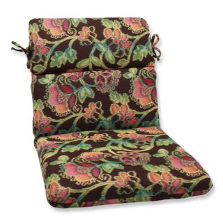 Pillow Perfect Rounded Corners Chair Cushion With Sunbrella Vagabond Paradise Fabric (Multicolored Floral Set Against a Brown BackgroundClosure Sewn Seam ClosureEdging Knife EdgeUV Protection Yes Weather Resistant Yes Care instructions Spot Clean or 