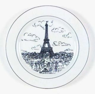 Mikasa Parisian Scenes Salad Plate, Fine China Dinnerware   Ultima+, Black Scene