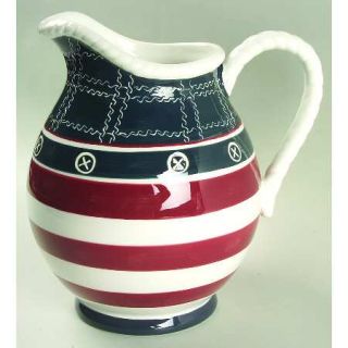 Red White & Blue 96 Oz Pitcher, Fine China Dinnerware   Red,White And Blue Strip